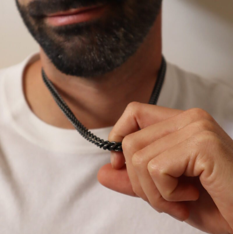 Ketting Oud Zilver Roestvrij Staal - Afbeelding 2